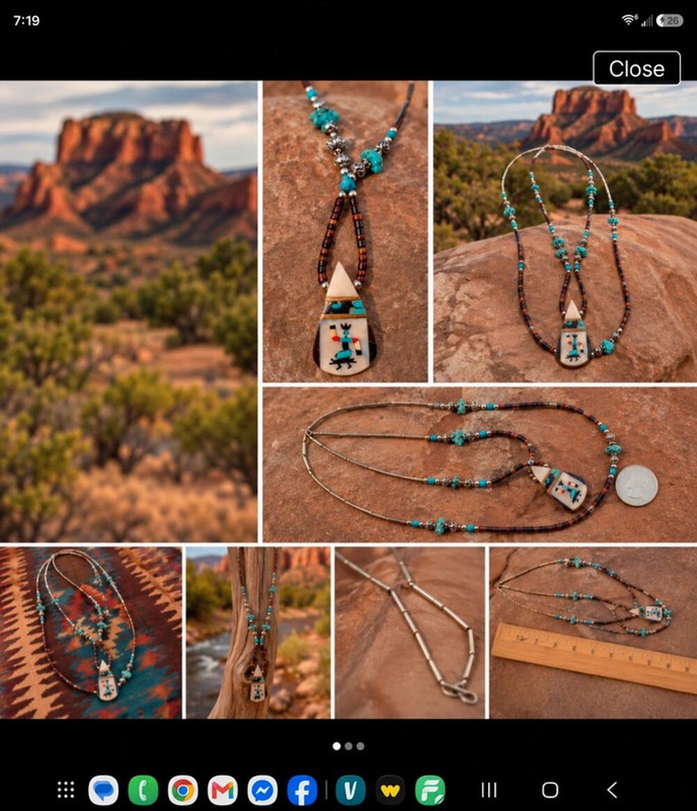Vintage Native American Zuli micro mosaic necklace